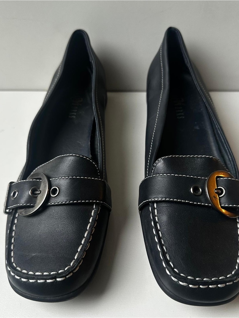 ⁠Studio Works Women's Black Slip On Loafers Flats Buckle Accent Size 8.5⁠